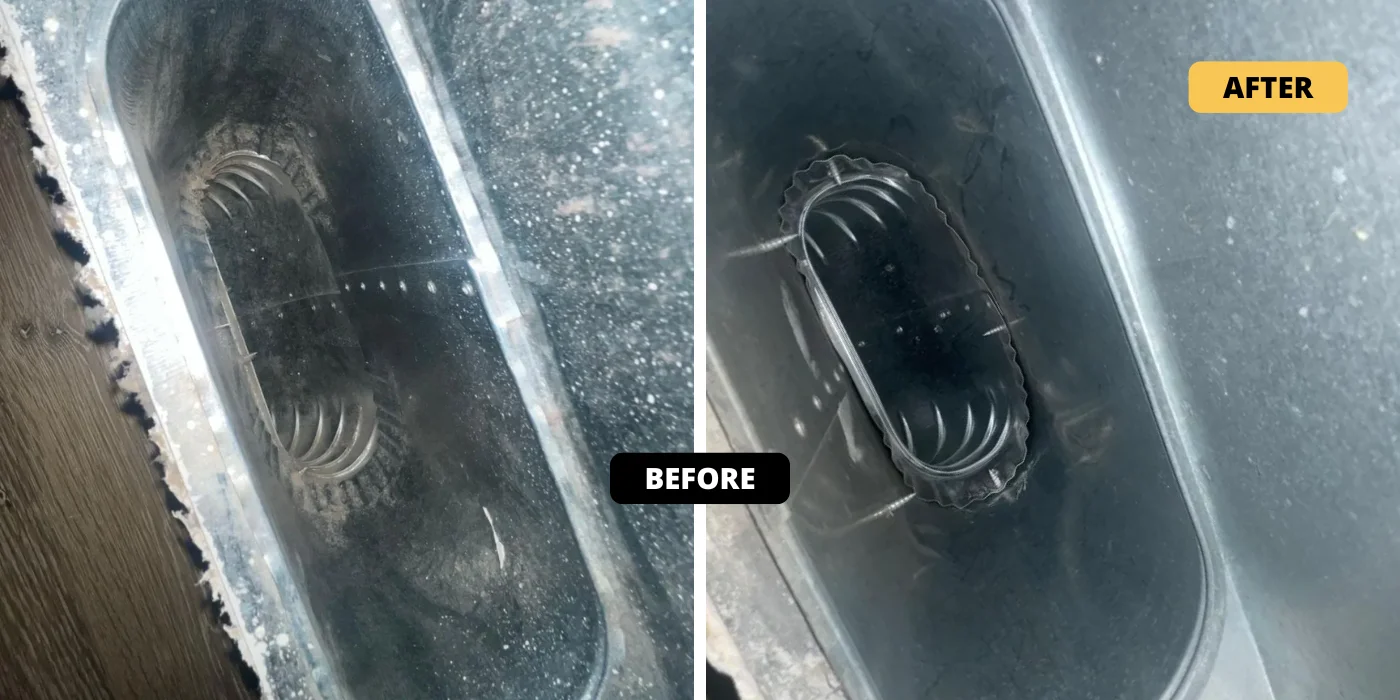 Air duct system restoration before and after