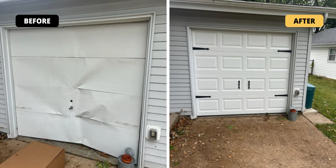 Garage door spring and opener repair before and after